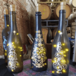 christmas bottle art with twinkle lights