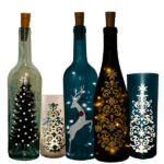 christmas bottle art with twinkle lights